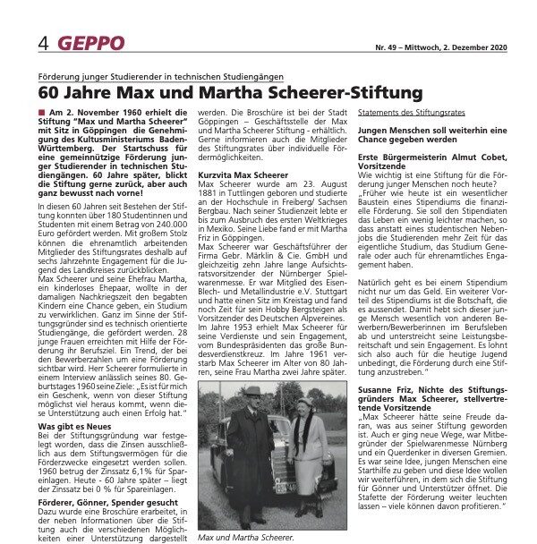 60 Jahre Max & Martha Scheerer Stiftung